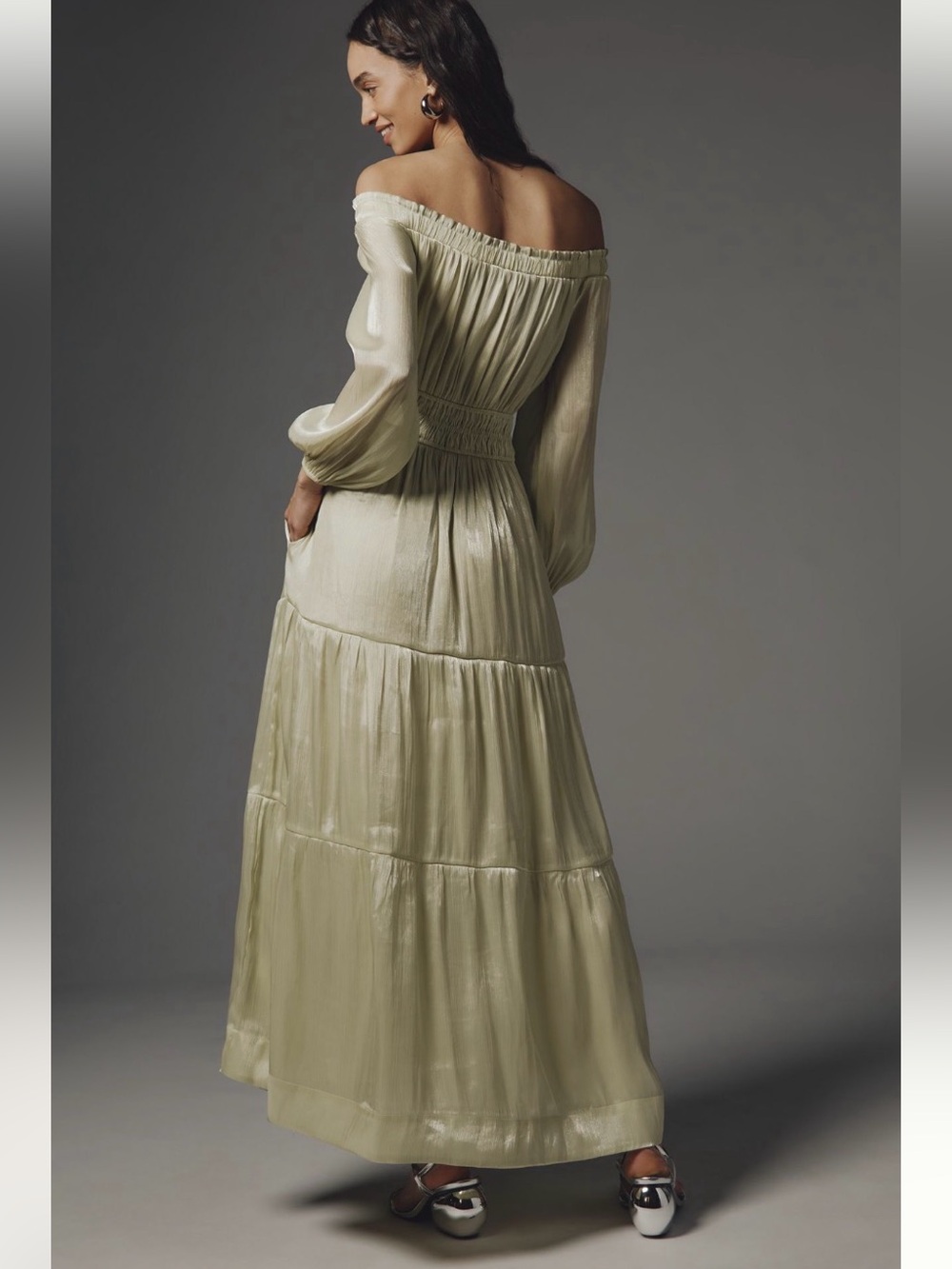 Anthropologie Romantic Somerset Off Shoulder Maxi Dress NWT Small Wedding - Picture 4 of 8